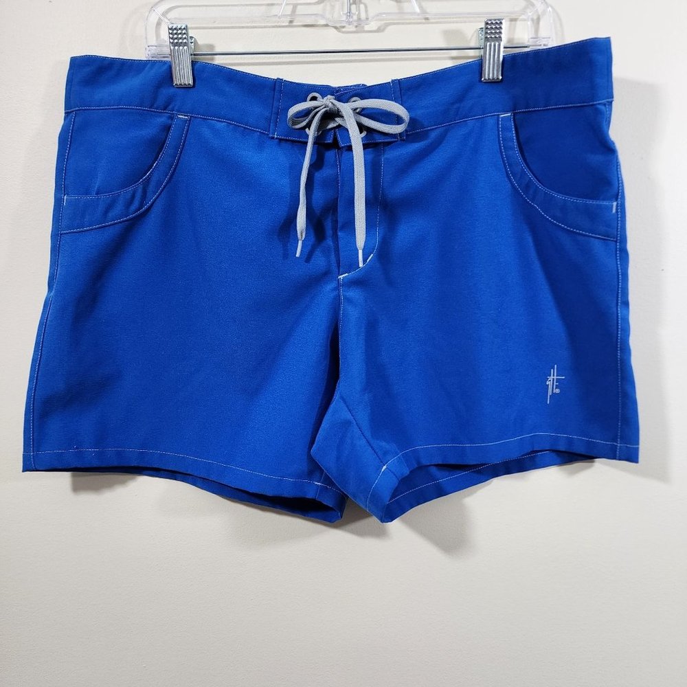 Guy Harvey blue 5" swim‎ trunks with tie front men's size large